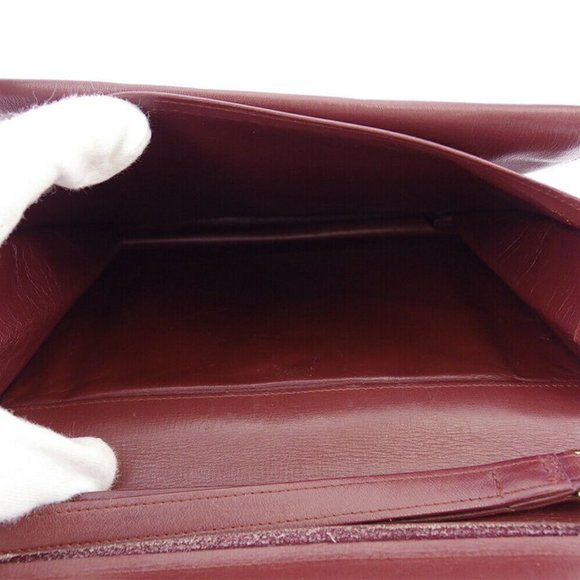 Cartier Clutch Bag Mastline Bordeaux Leather Authentic USED - Picture 6 of 8
